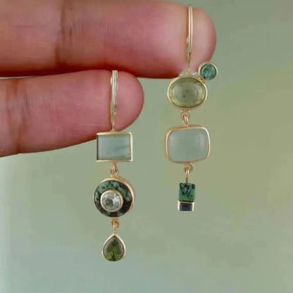 Vintage Green Gemstone Drop Earrings