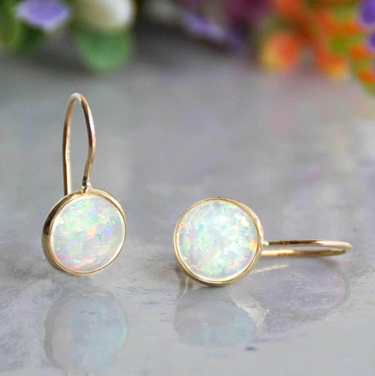 Vintage Gold Earrings with Opal Stone