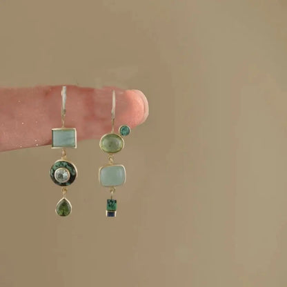 Vintage Green Gemstone Drop Earrings