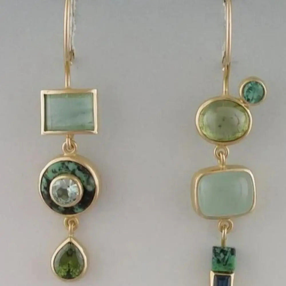 Vintage Green Gemstone Drop Earrings